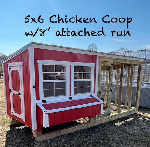 5x6 Chicken Coop w/attached enclosure