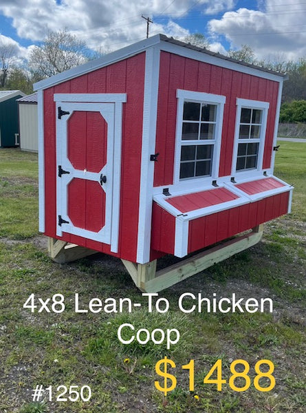 4x8 Lean-To Chicken Coop #1250