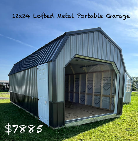12x24 All Metal Portable Lofted Garage