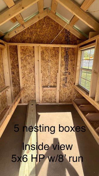 5x6 HP Chicken Coop w/8’ run